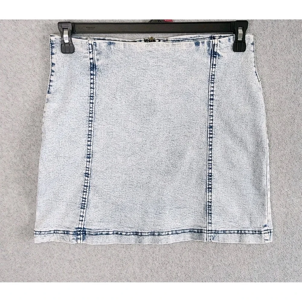 Savanna Jane Women Blue Jean Denim Skirt Light‎ Blue Zip Back Womens Size Large